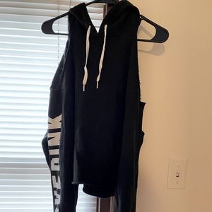 PINK Cold Shoulder Cropped Hoodie
